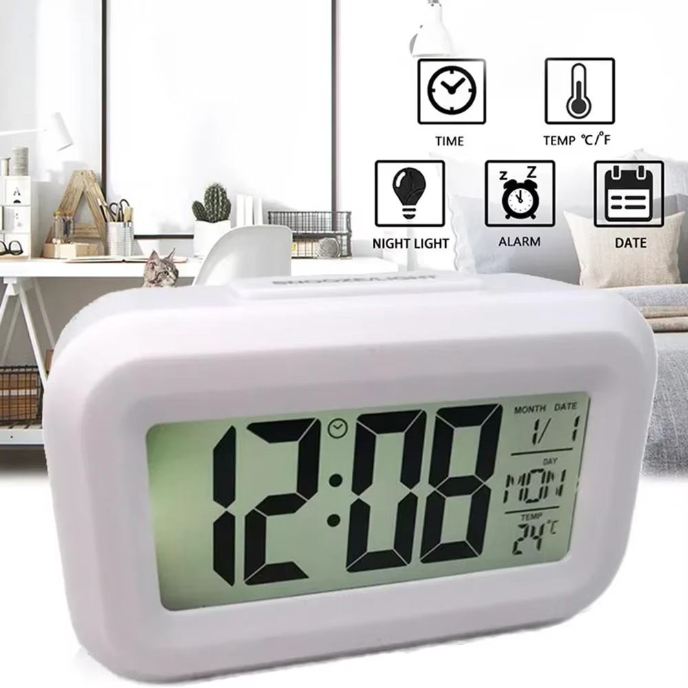Office Tech Gadgets - Jam Alarm Digital Layar LCD Lampu