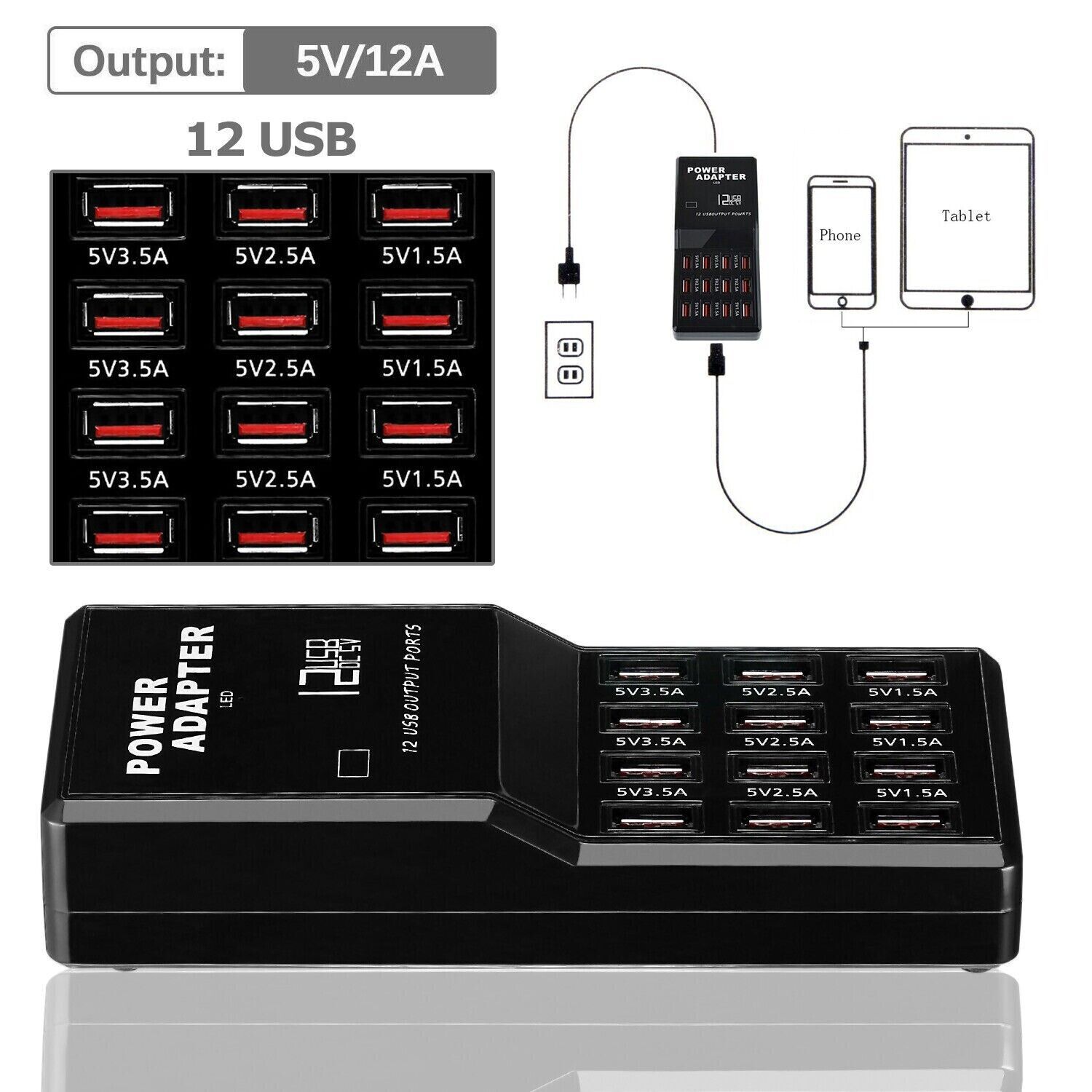 Multi Port Usb Hub - Stasiun Pengisian Daya USB Multi 12