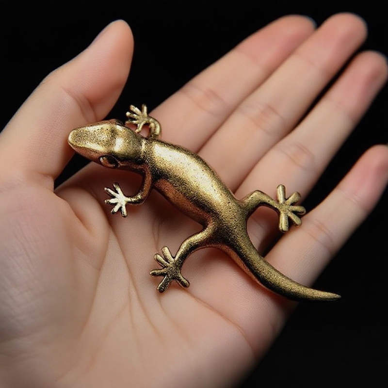 Office Tech Gadgets - Patung Kadal Gecko Retro Perunggu Buatan