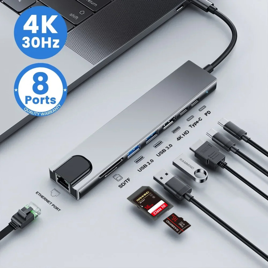 Stasiun Docking Tipe-C 8IN1/2  - Multi Port Usb Hub ulasan dan harga